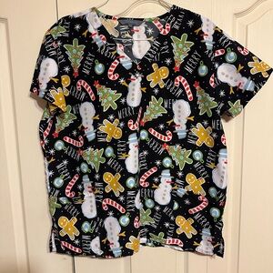Christmas Scrub Top 1X Serene Uniforms - NWOT